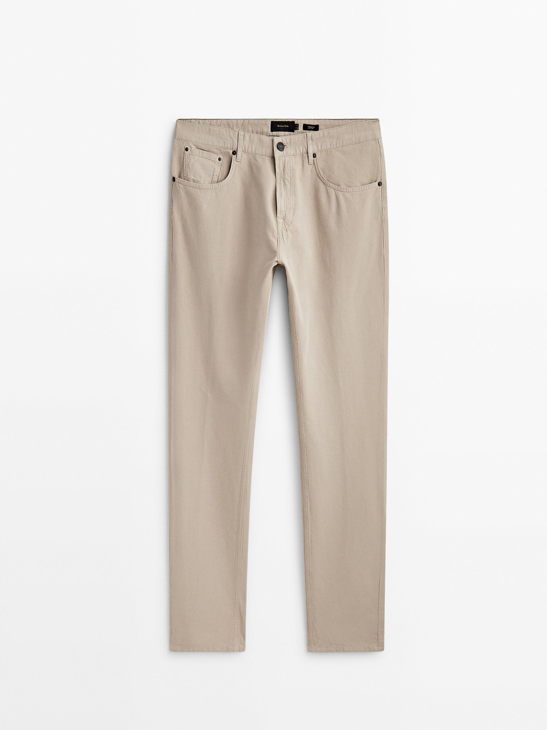 Calça vaquero com corte afunilado - BEGE