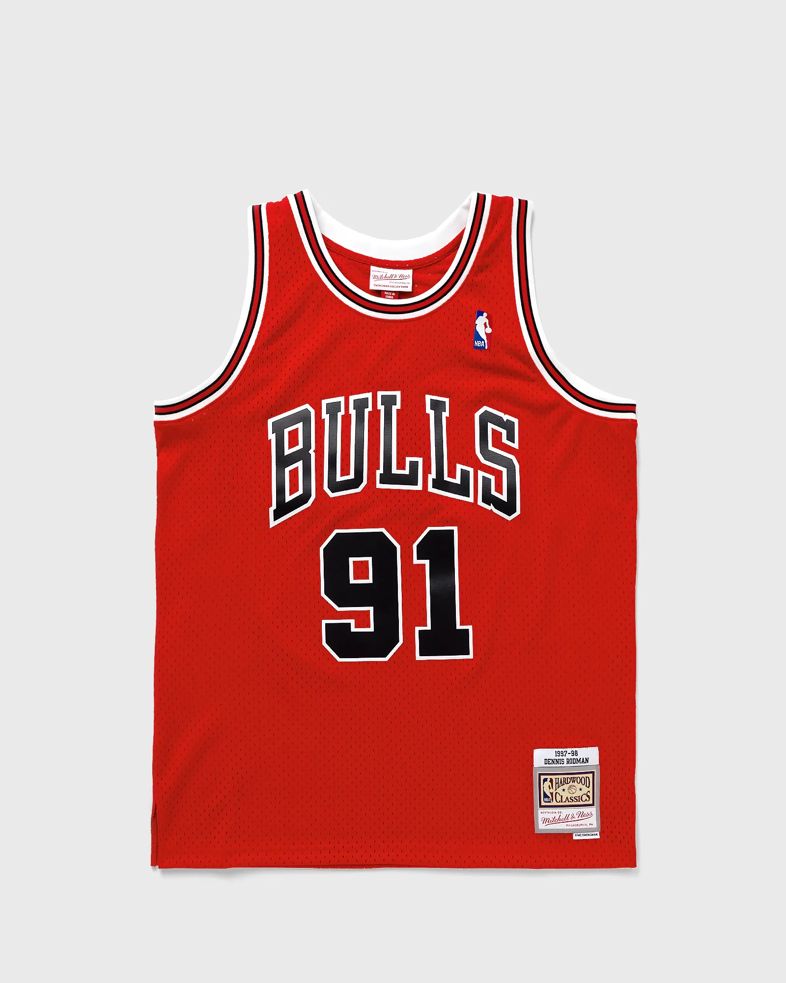 Camisa Mitchell & Ness NBA Swingman Chicago Bulls para jogos fora de casa, temporada 1997-98, Dennis Rodman #91