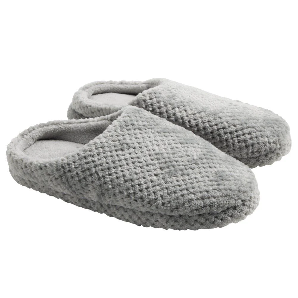 Chaussons mules unisexe gris motif quadrillé T38/39