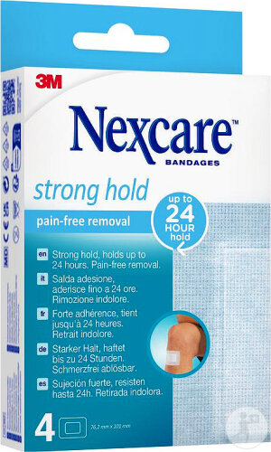 Nexcare 3M Strong Hold Retrait Sans Douleur Pansement Stériles 76,2x101mm 4 Pièces