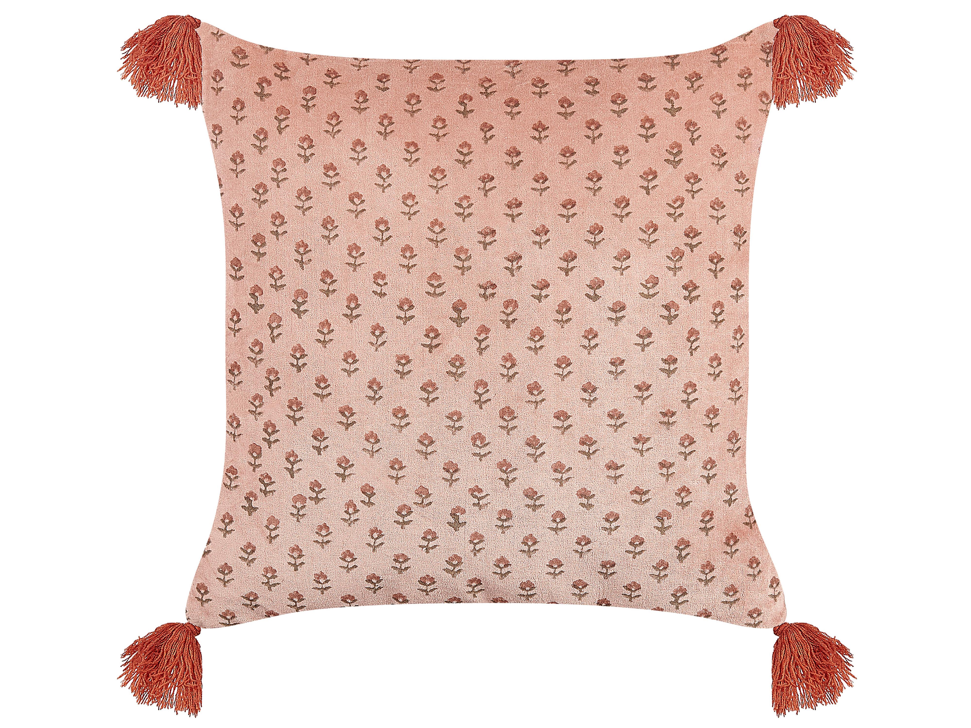 Set van 2 sierkussens RUMHORA Fluweel 45 x 45 cm Roze bloempatroon