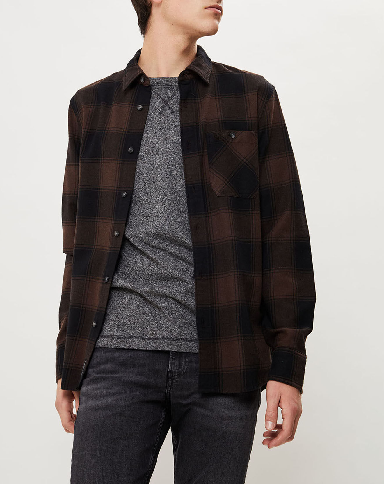 Calvin Klein Jeans Chemise droite Grunge Check à carreaux noir/marron