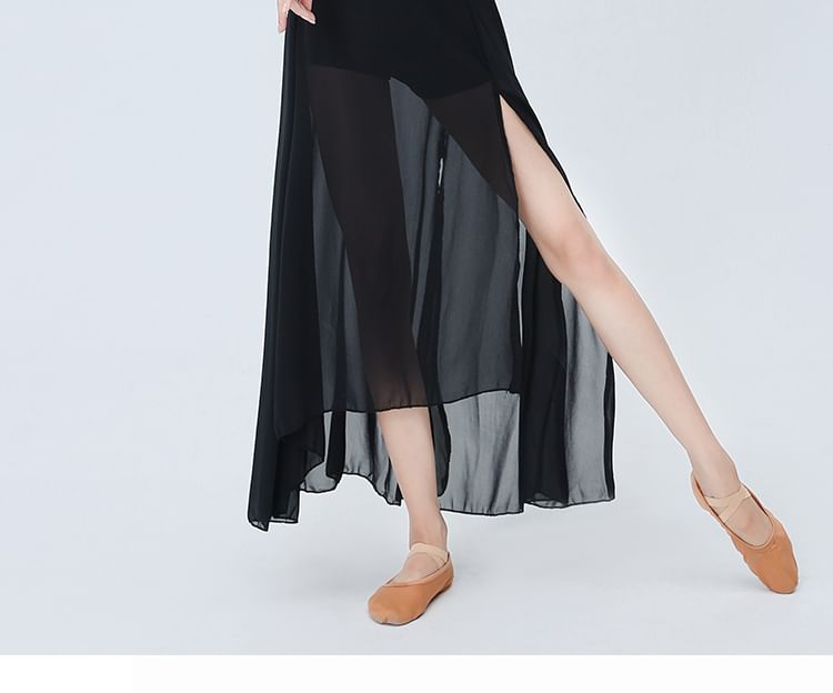 Lydiah - Set: Cold-Shoulder Dance Crop Top + High Waist Inset Shorts Slit Rok