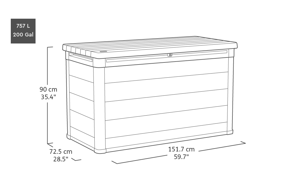 Keter Cortina Opbergbox - 757L - 151,7x72,5x90 cm - Grijs