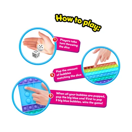 Fidget Pop Brettspiel Bubble Pops incl. Würfel aus hochwertigem Silikon