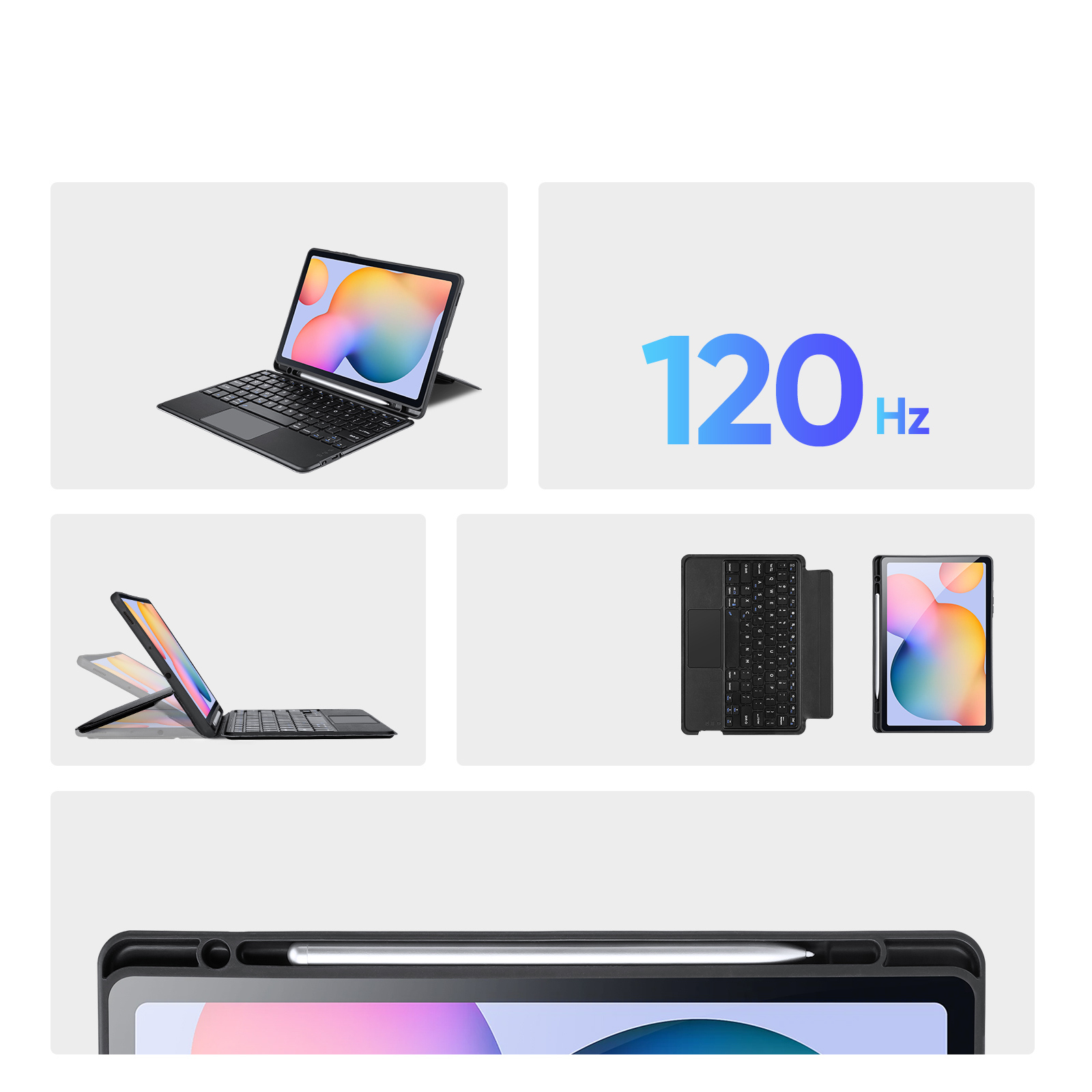 2in1 Samsung Galaxy Tab S6 Lite (2024/2022/2020) Leder Tasche Magnetische Bluetooth Tastatur   S-Pen Halterung (QWERTY) - Schwarz