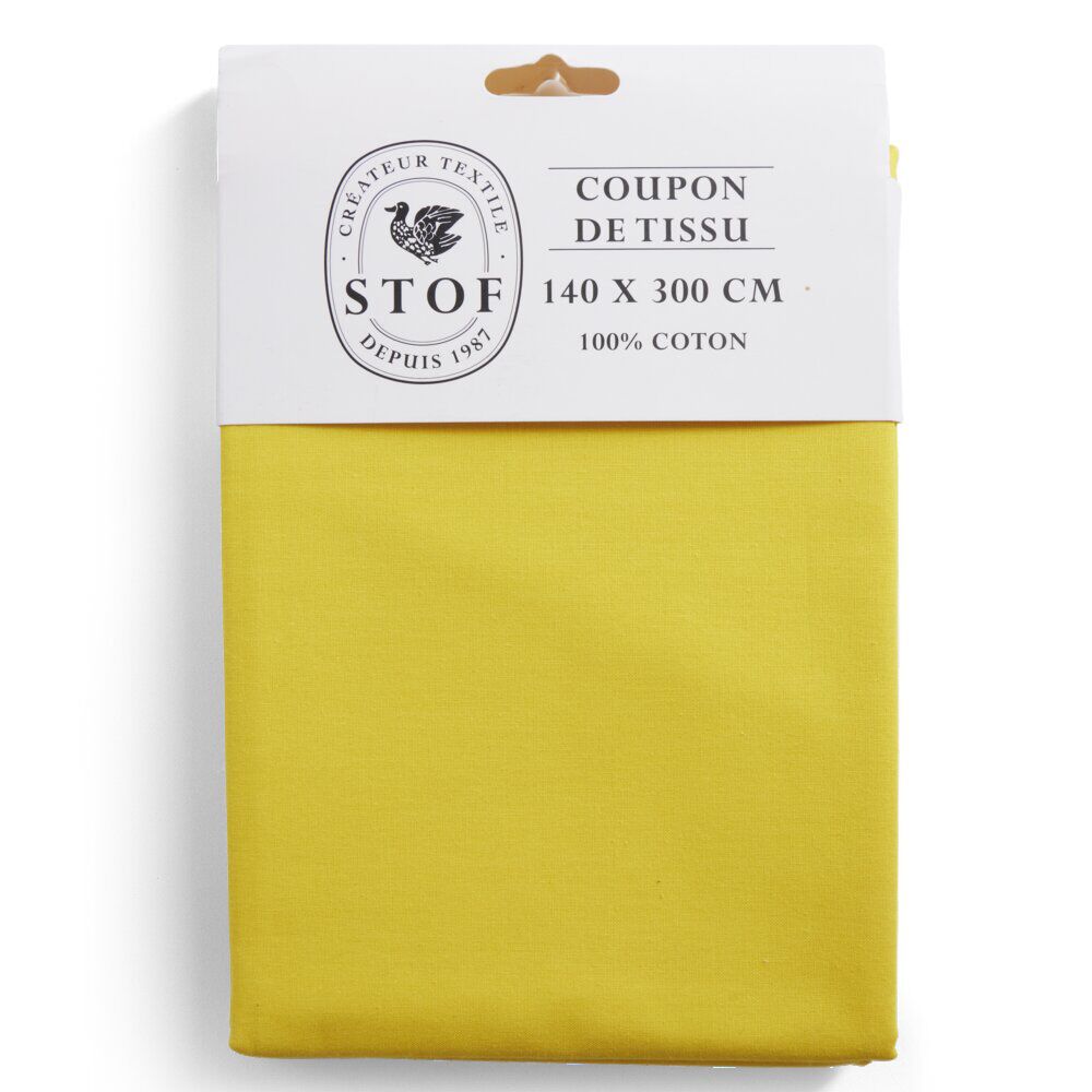 Coupon tissu coton 140x300cm jaune