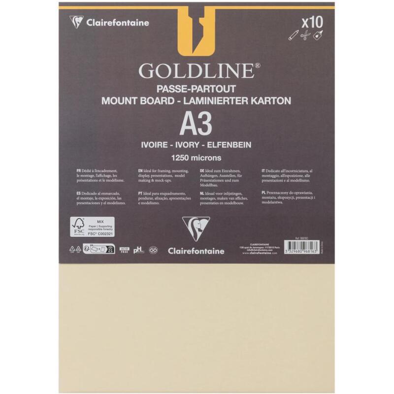 Goldline contrecollé pour passe-partout paquet 10F A3 1,25mm - Ivoire