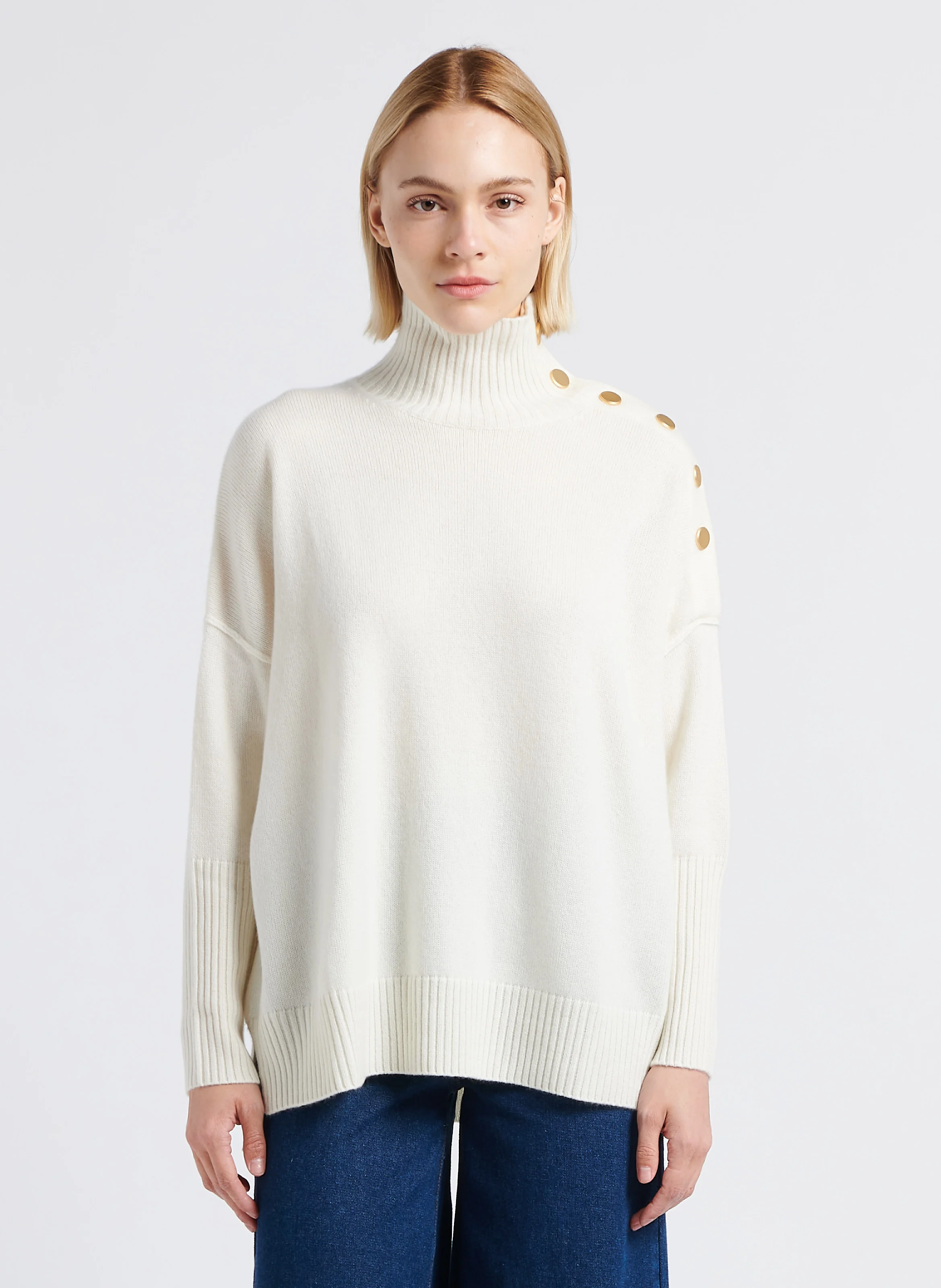 PINKO - Pull à col montant en cachemire | Blanc