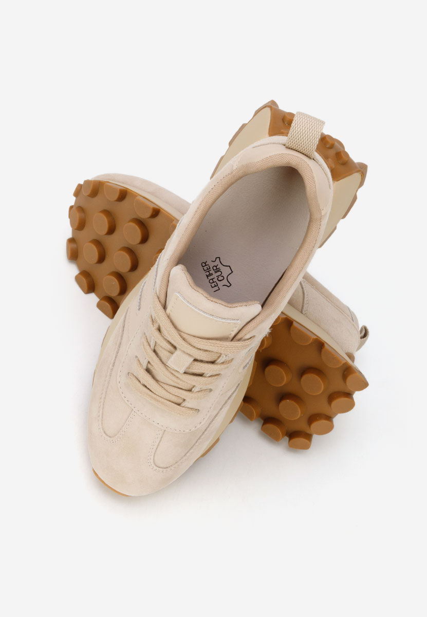 Baskets pour femme en cuir beige Naturală Jomelia V2