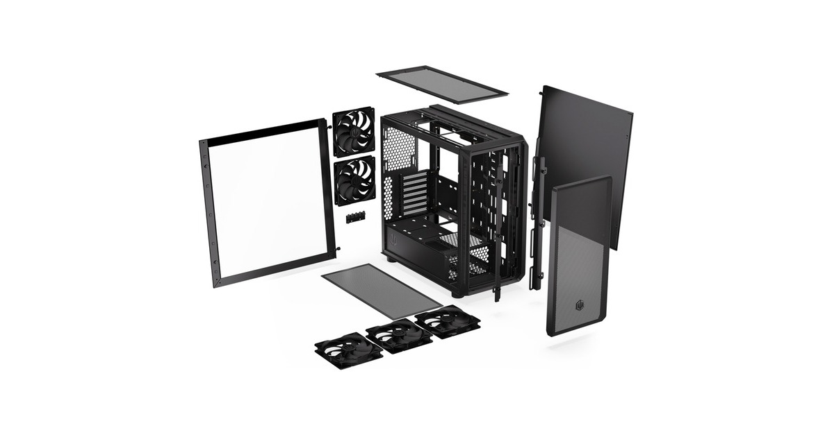 ENDORFYARX 700 Air midi tower behuizing  (Zwart | 2x USB-A | 1x USB-C | Window)