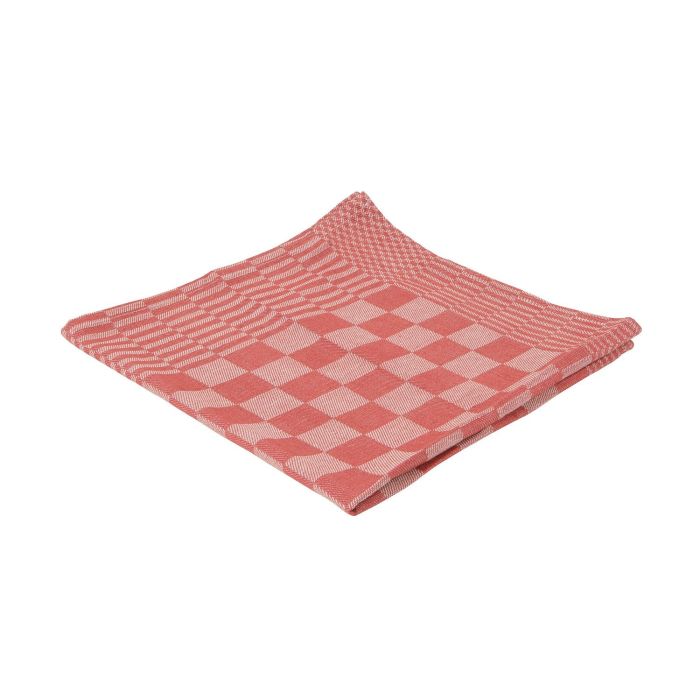 Theedoeken 6stuks 65x65cm met rood blokmotief, 100% katoen (2020036)