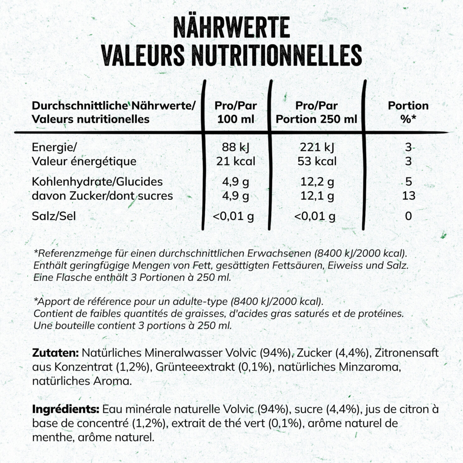 Volvic Grüntee mit Minzgeschmack 6x75cl -450cl