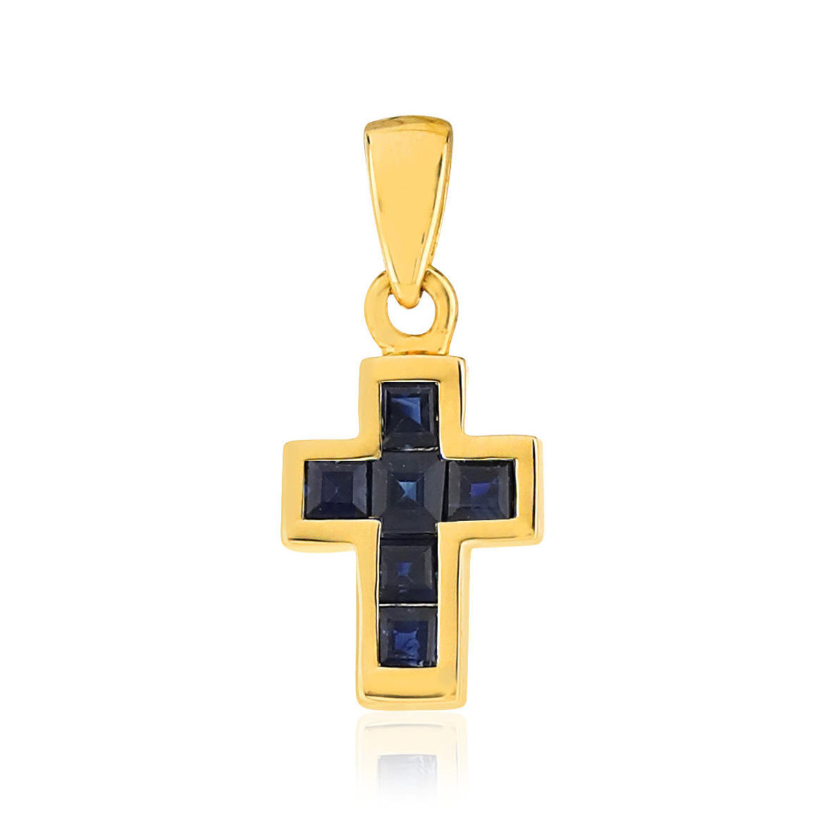 Croix or jaune 375 saphirs