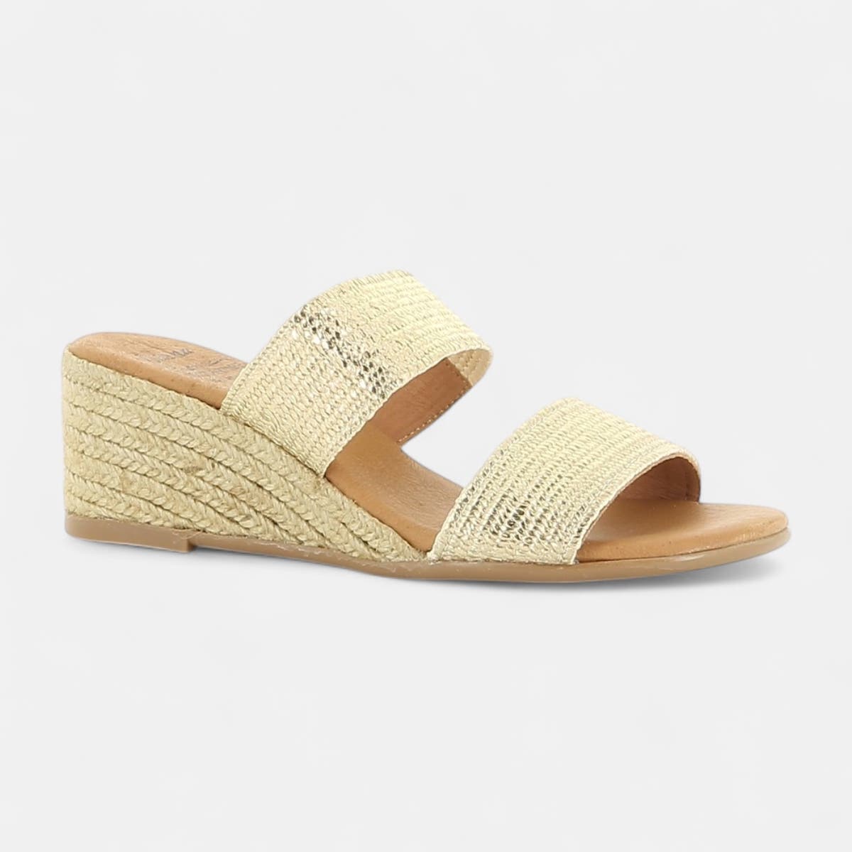 Mules à talon compensé Femme or