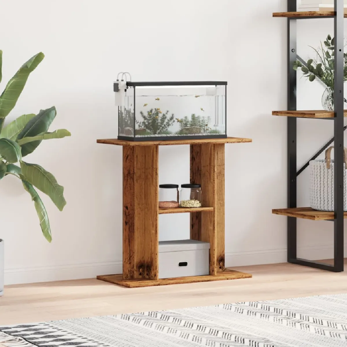 VIDAXL Support d'aquarium - Vieux bois