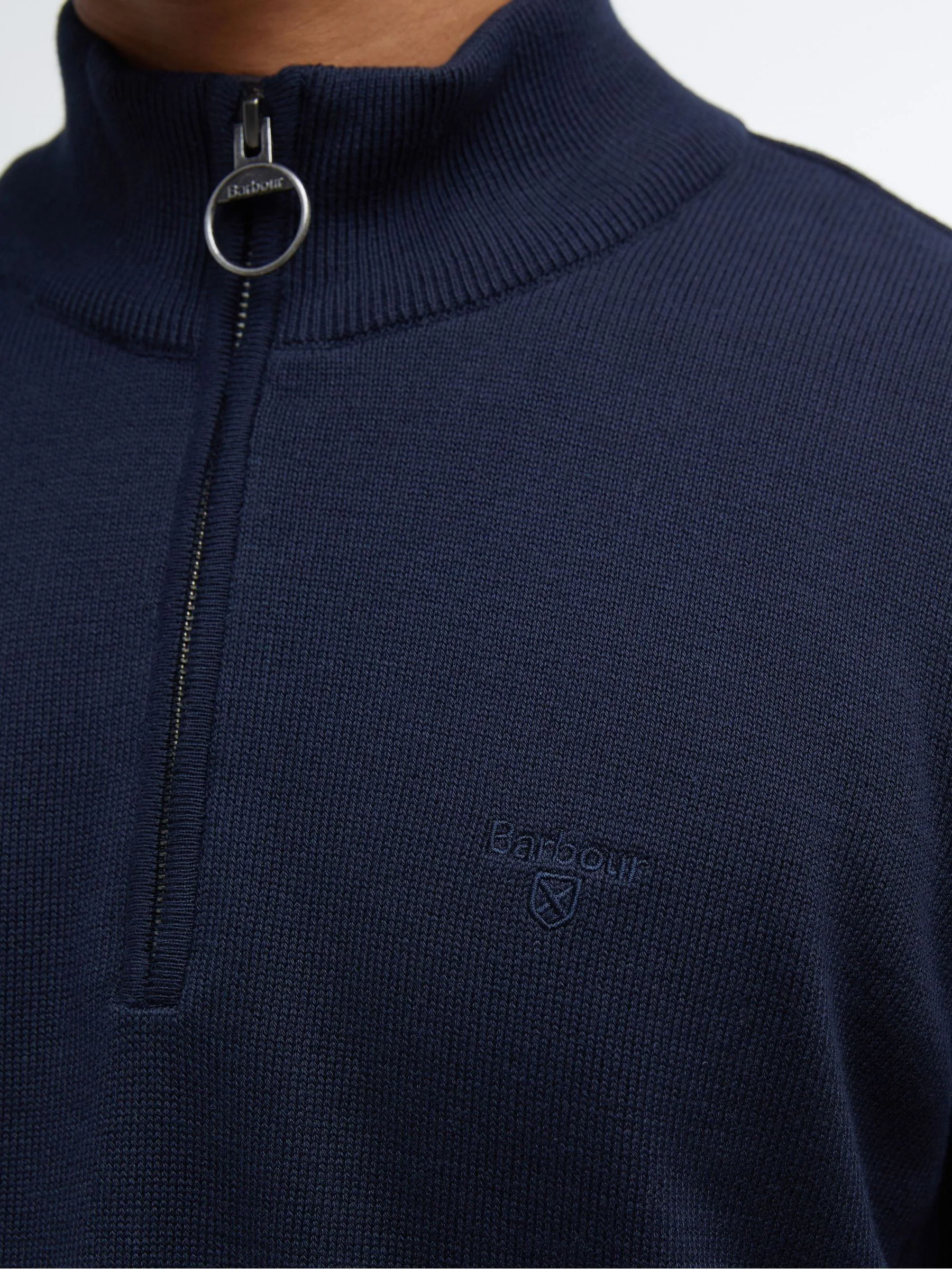 Marineblauw - Barbour® trui met kwartrits