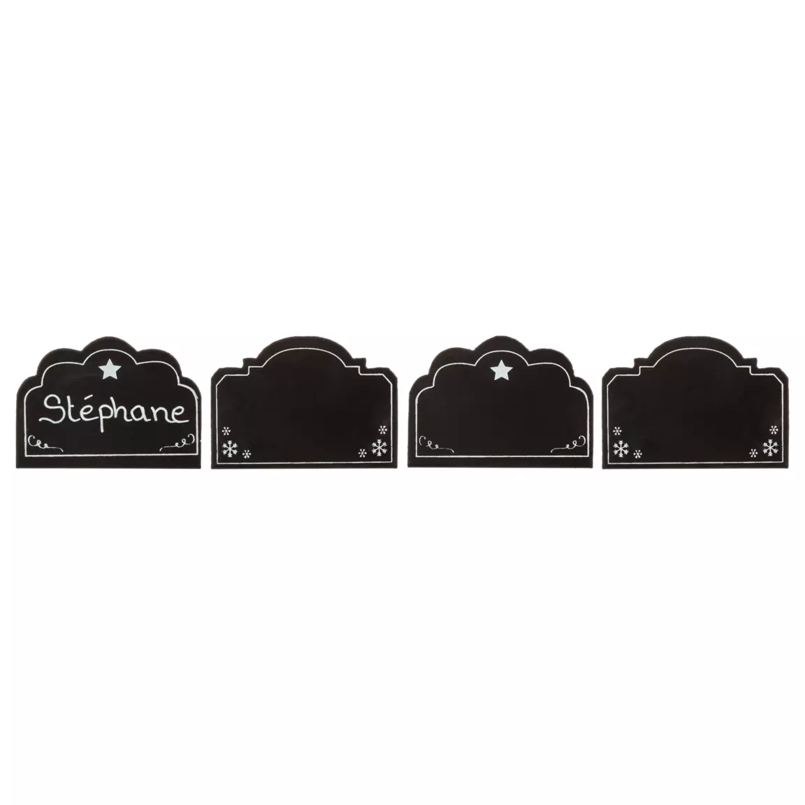 Lot de 4 porte-nom ou menu ardoise Noir