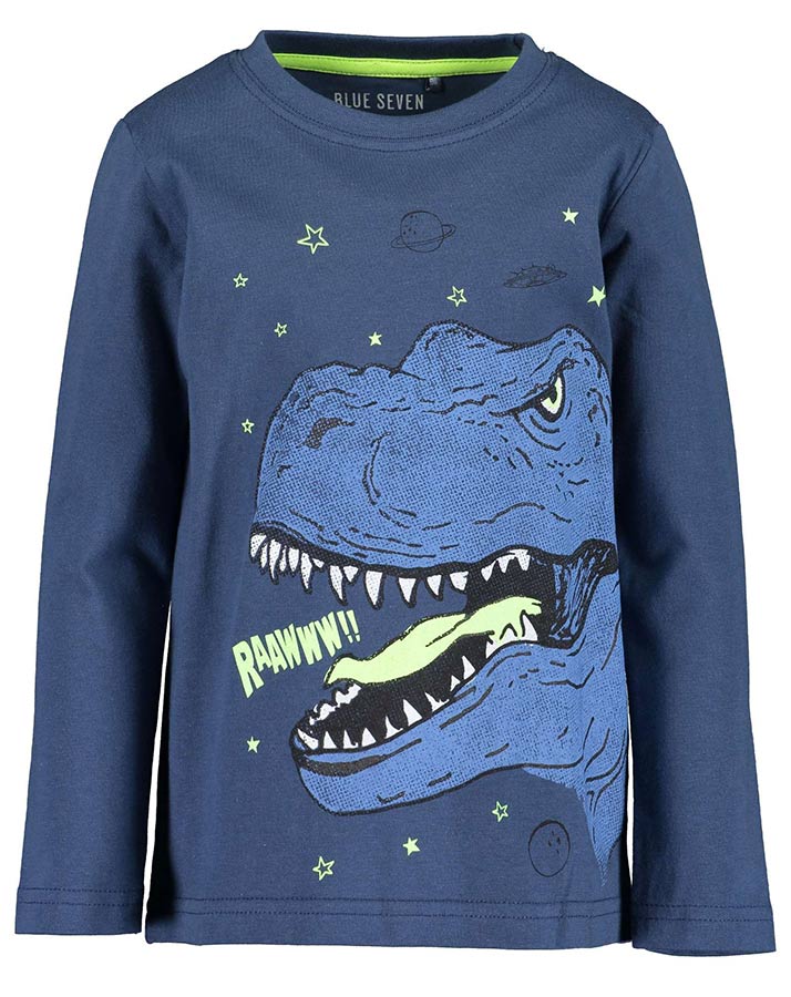 Langarmshirt SPACE ADVENTURES – RAAW! GLOW IN THE DARK in blau