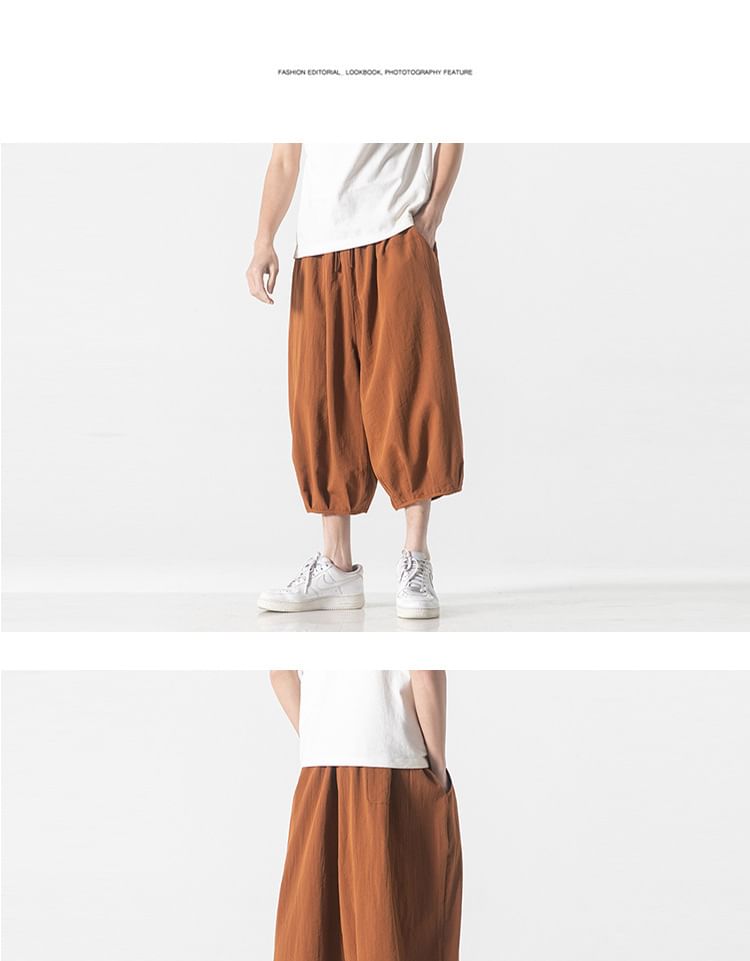 Sparrow Farm - Effen cropped harembroek met trekkoord in de taille