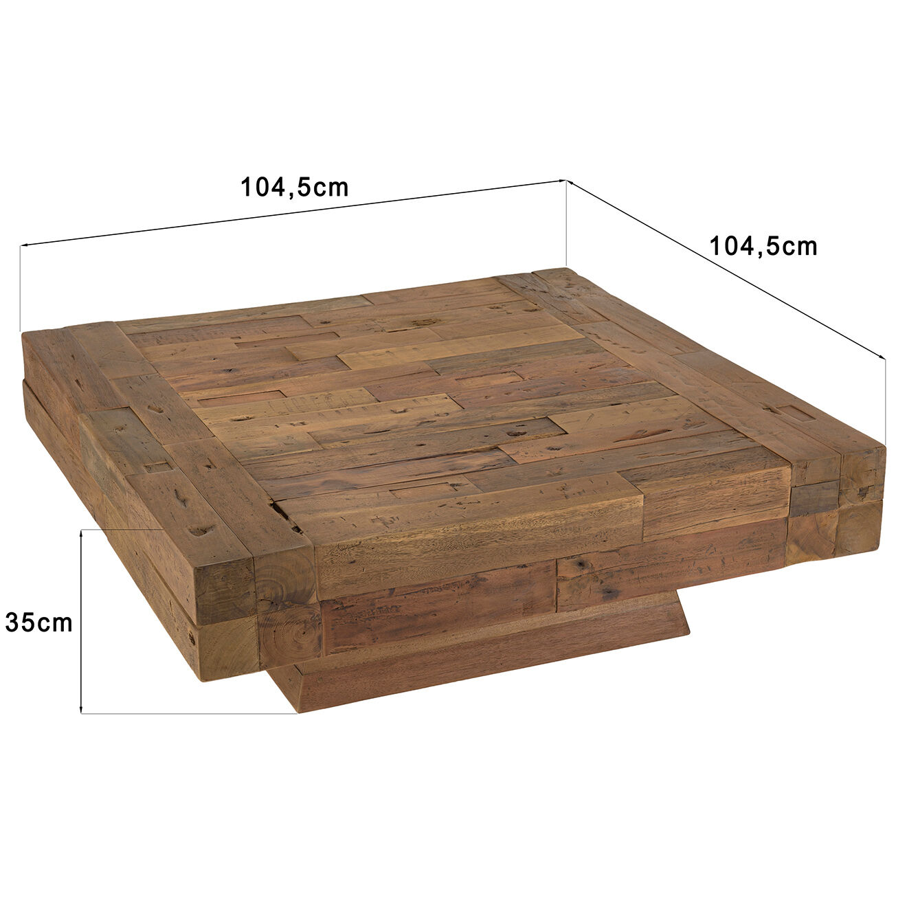 Macabane Table basse carrée bois massif Leonce bois - 104.5x104.5x35 cm