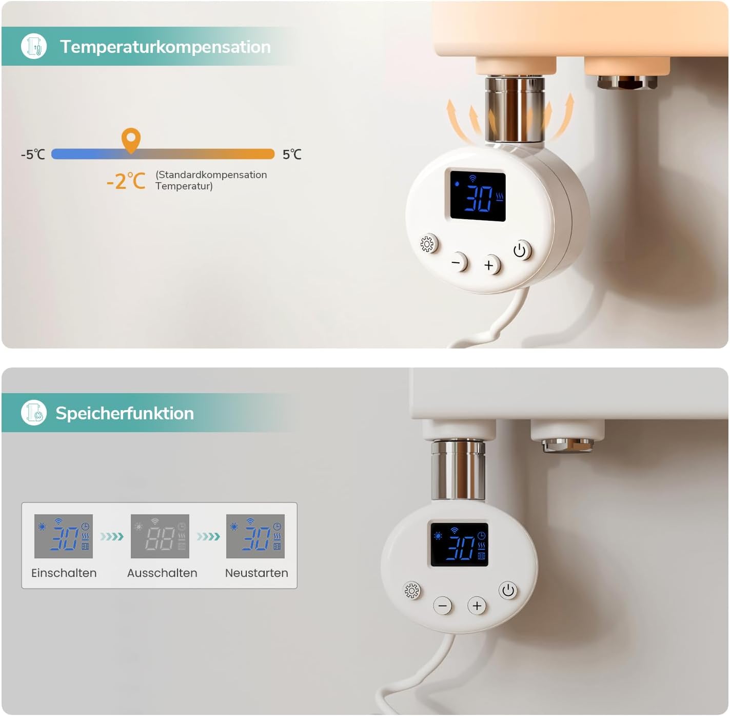 EMKE WiFi Handtuchheizkörper Elektrisch 762x400 mm - Flach Badheizkörper Elektrisch, Elektrischer Handtuchwärmer Handtuchtrockner Handtuchheizung mit Thermostat und Heizstab - 400W, Weiß