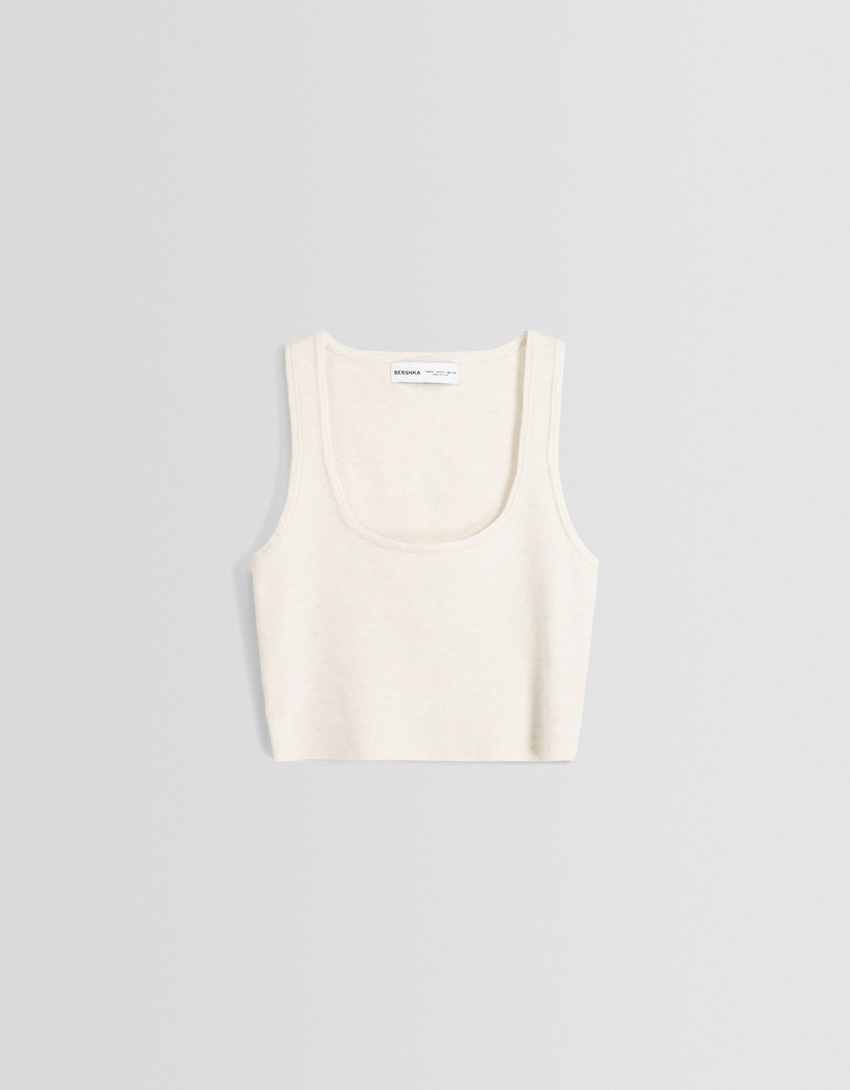 Top cropped de tricô com alças finas