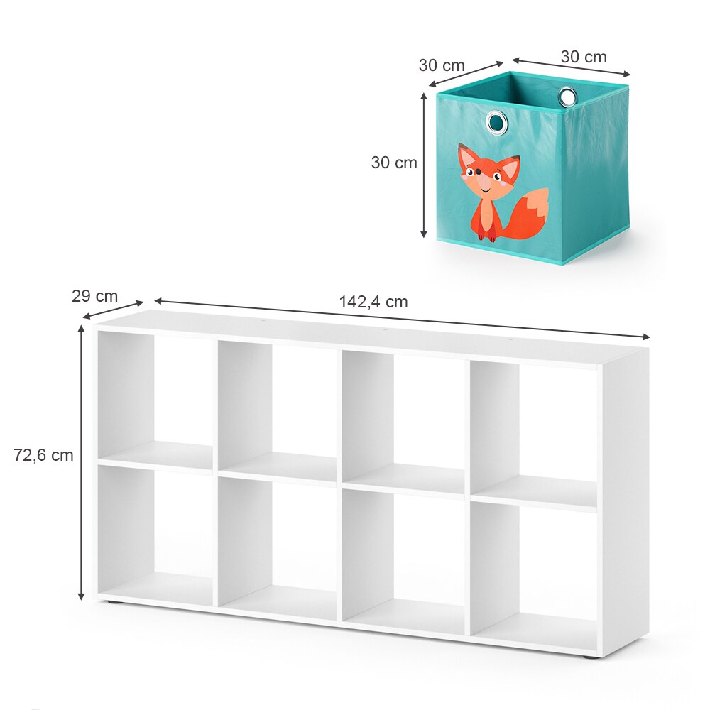 Vicco Bücherregal Wandregal Standregal Scutum Weiß Raumteiler Kinder-Faltboxen