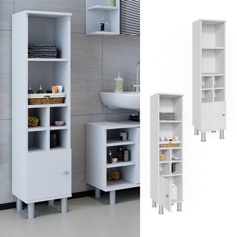 Vicco Badschrank Fynn Midischrank 7 Fächer Hochschrank Badezimmerschrank Bad