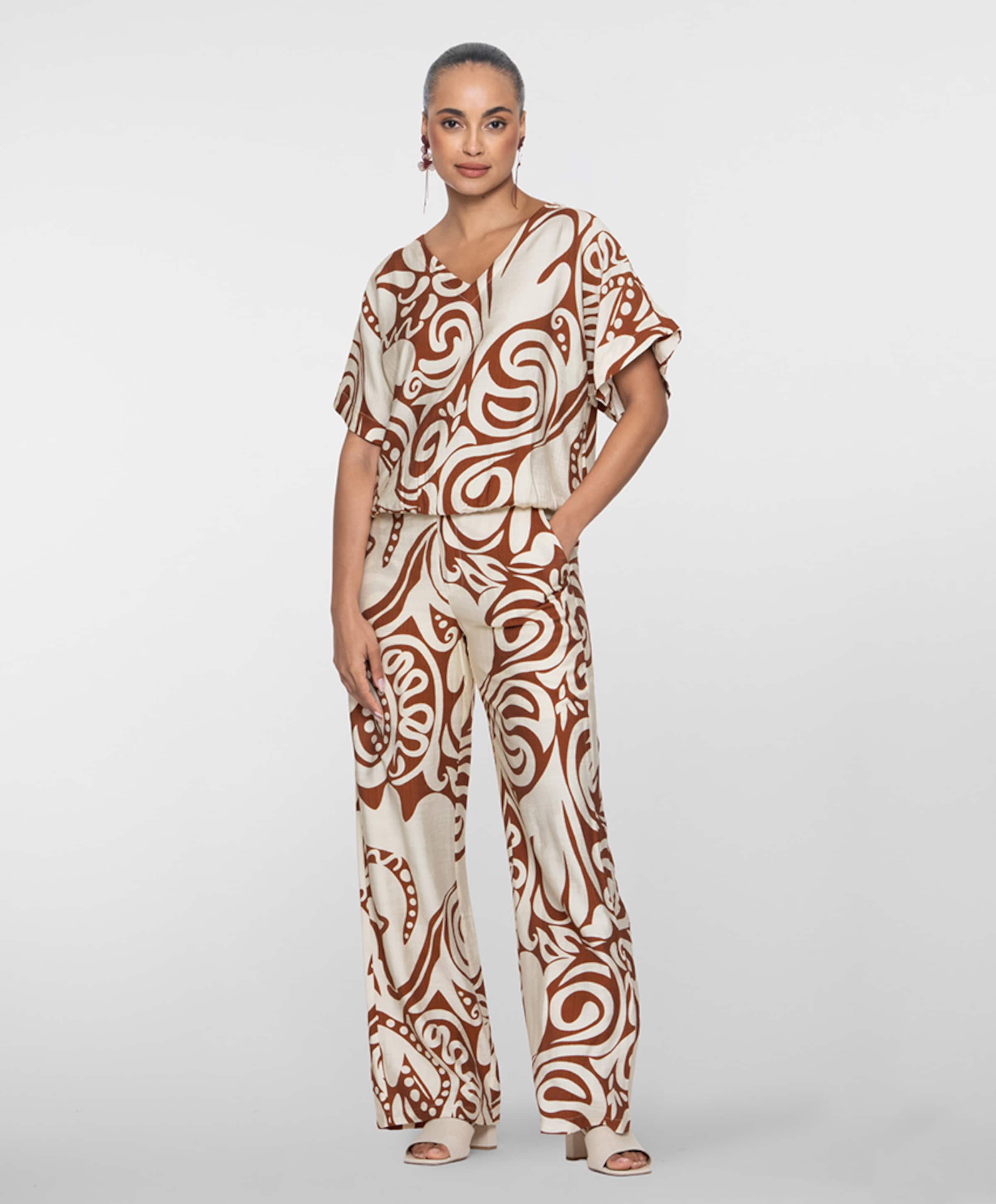 Geisha Bi-color dames broek bruin