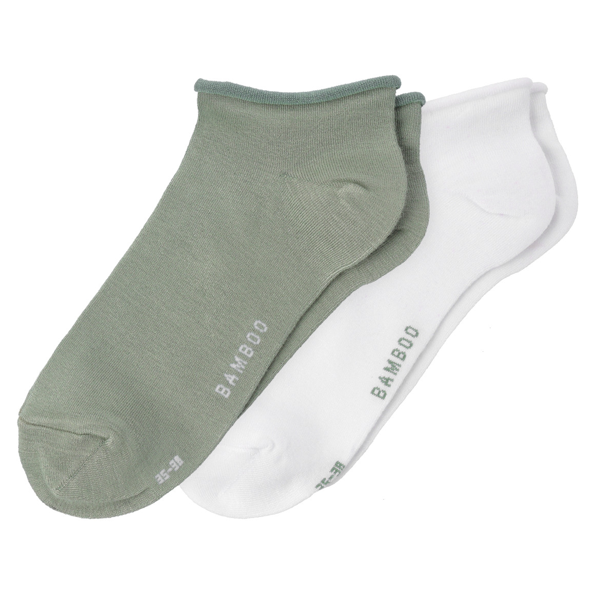 Gina Benotti 2 Paar Damen Sneaker-Socken im Set dunkelgrün / weiss