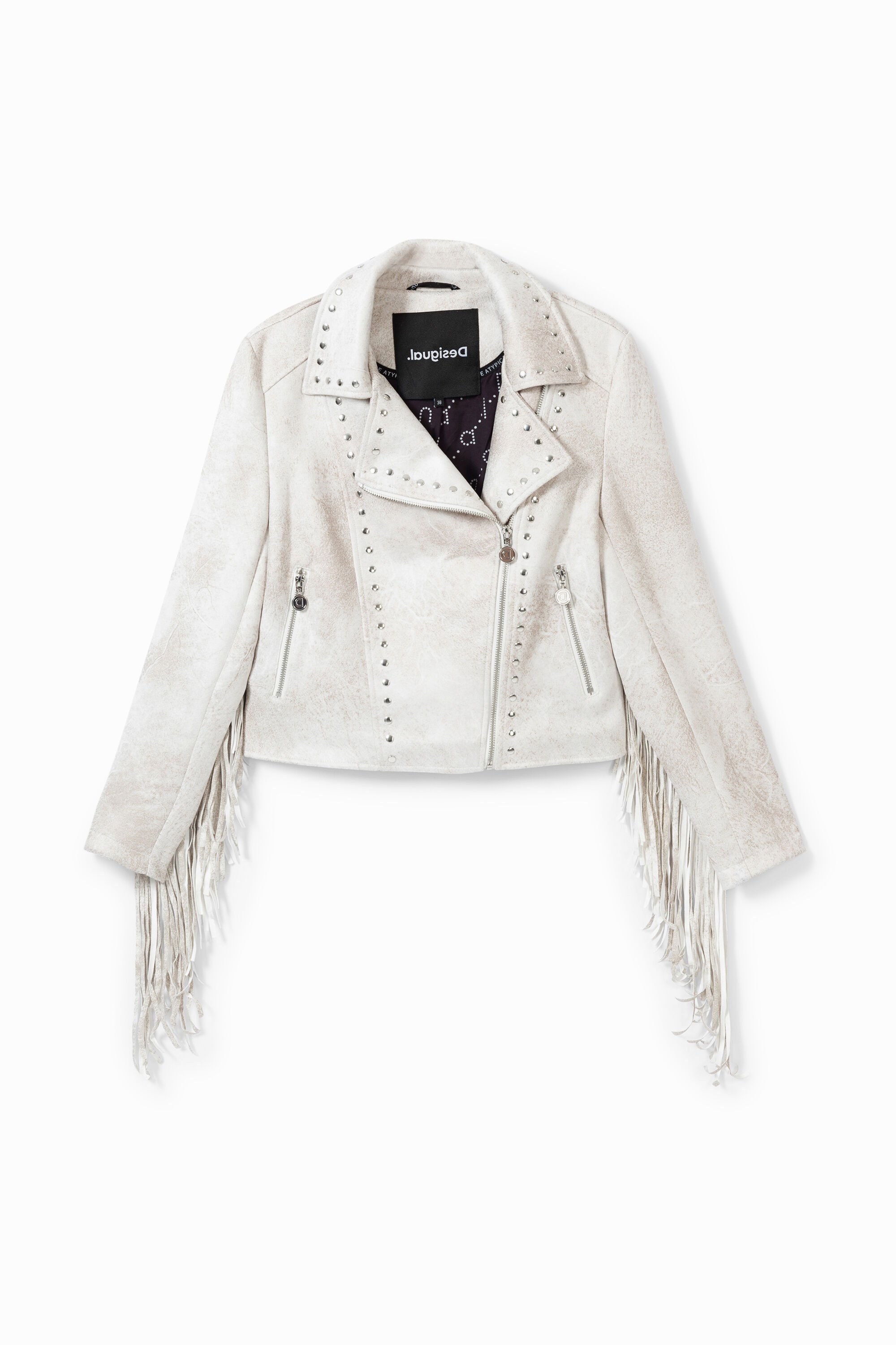 Veste motarde à franges et clous