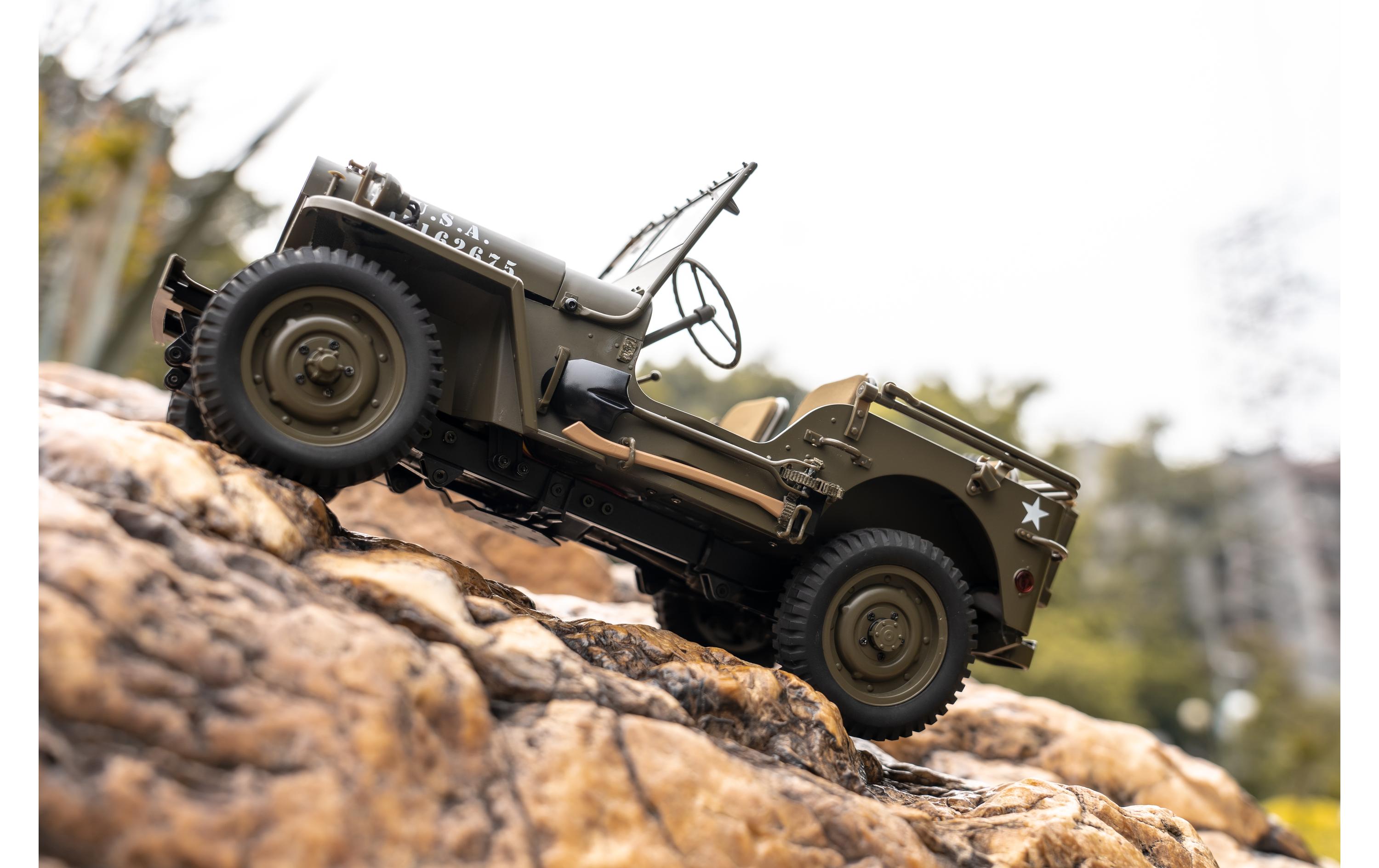 Scale Crawler 1941 MB Willys Jeep, 4 x 4 RTR, 1:12<br>1941 Willys Militär Jeep – Ein Traum für jeden Scaler