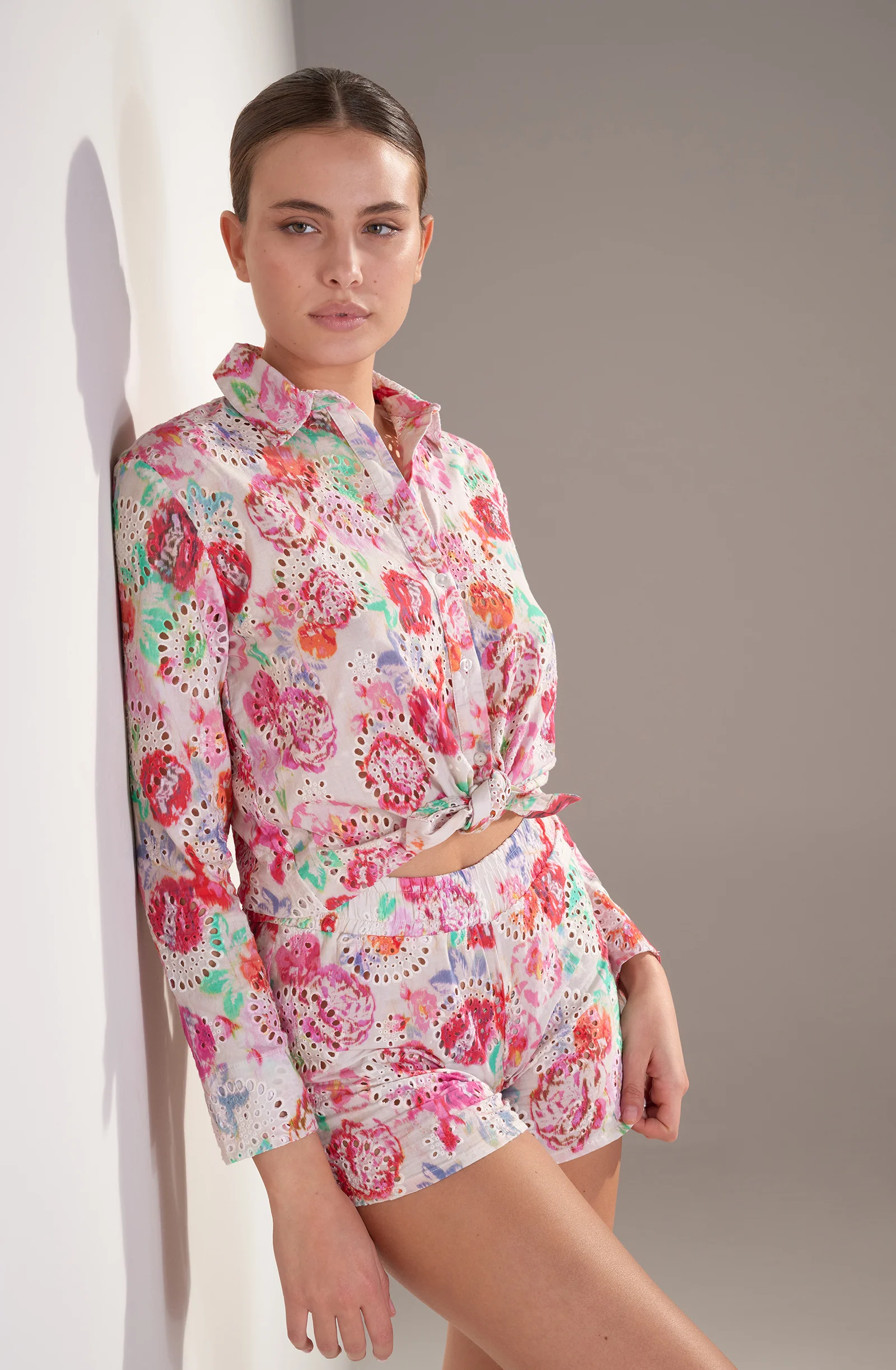 shuna Short ample en broderie Anglaise imprimé Garden