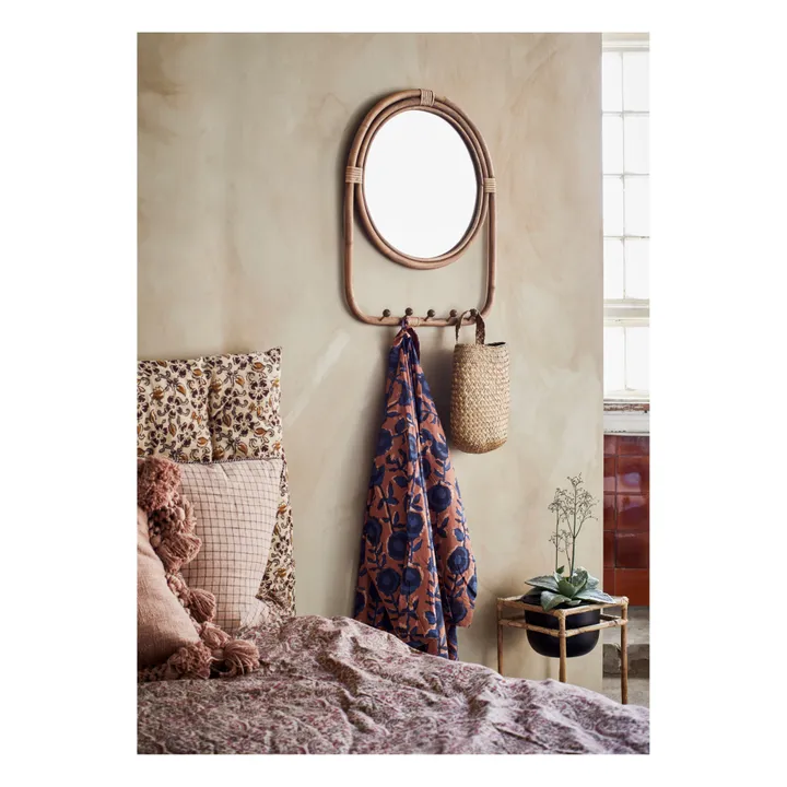 Madam Stoltz Miroir en rotin avec patères