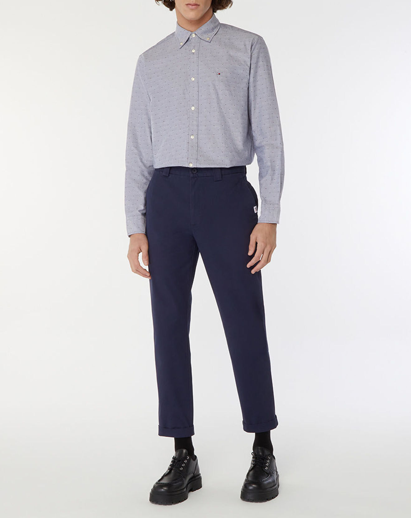 Tommy Hilfiger Chemise ajustée Oxford à pois bleu/rouge