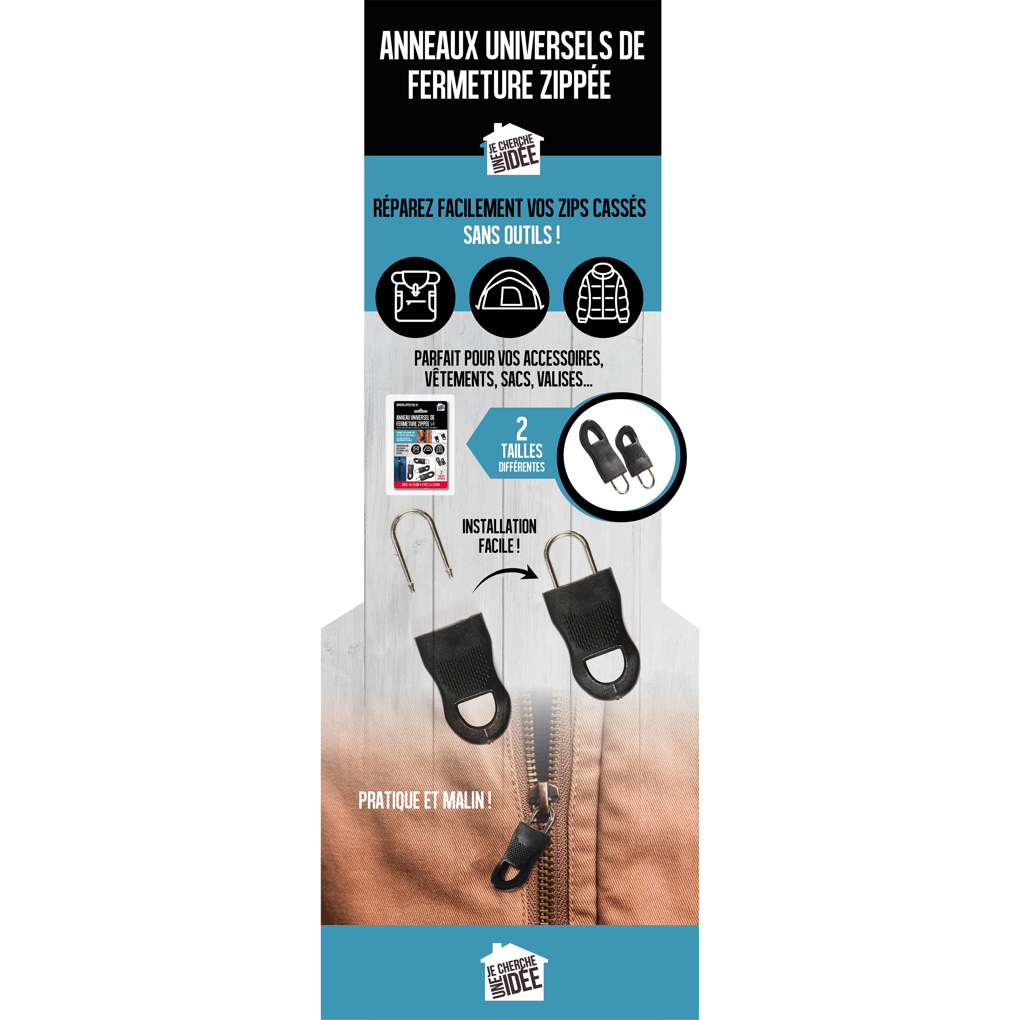 ANNEAU DE FERMETURE ECLAIR UNIVERSEL X4 PIECES