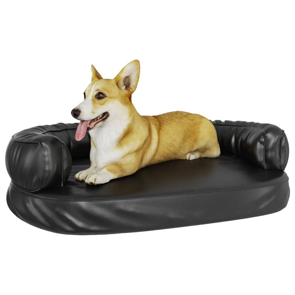Lit pour chien ergonomique mousse noir 88x65 cm similicuir