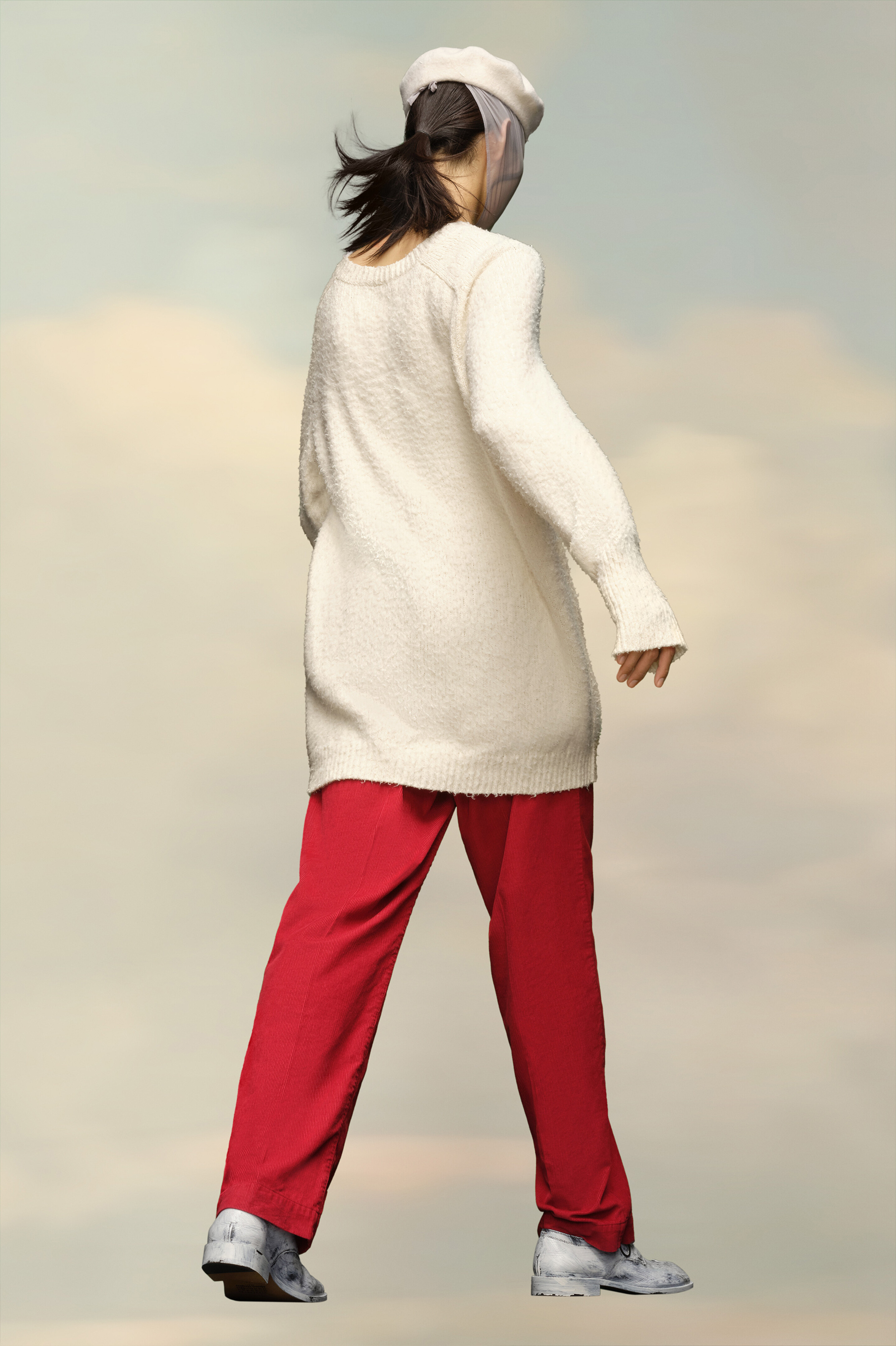 Cardigan col V oversize Blanc