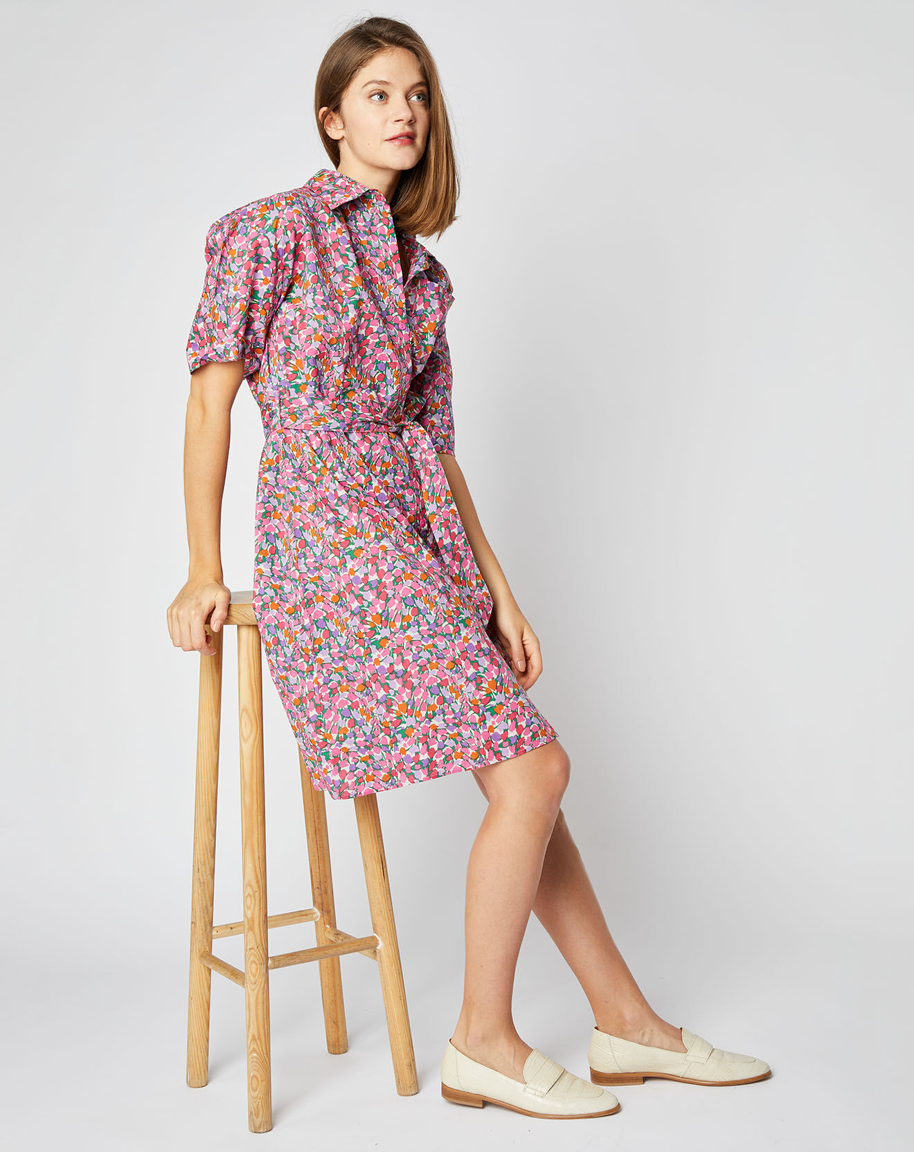 An'ge Robe chemise en Coton Catty à motifs rose