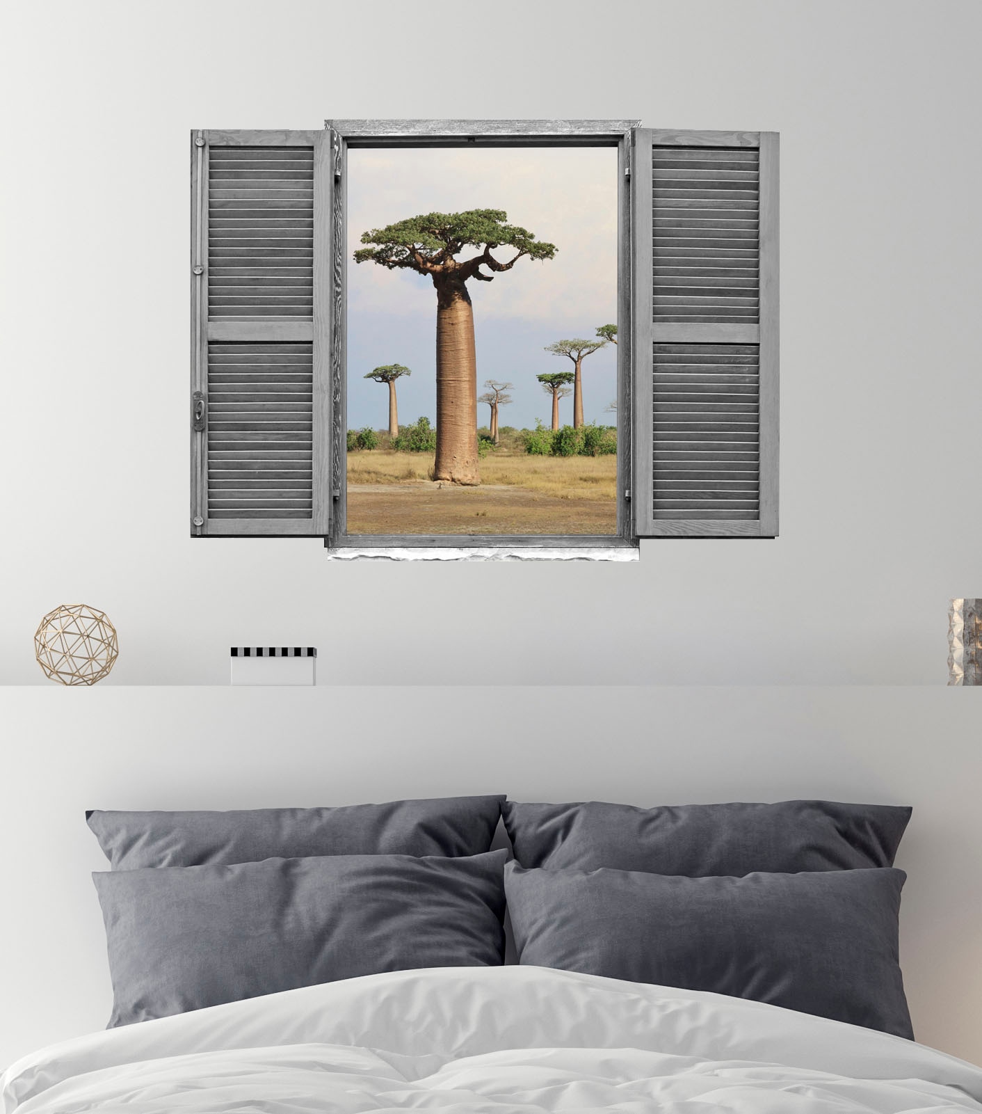 queence Wandtattoo »Afrikanische Baüme« Wandsticker, Wandbild, selbstklebend, 3D, Fenster