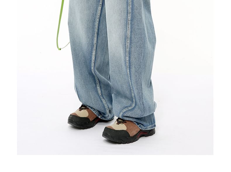 FAERIS - Mid Rise Washed Loose Fit Jeans
