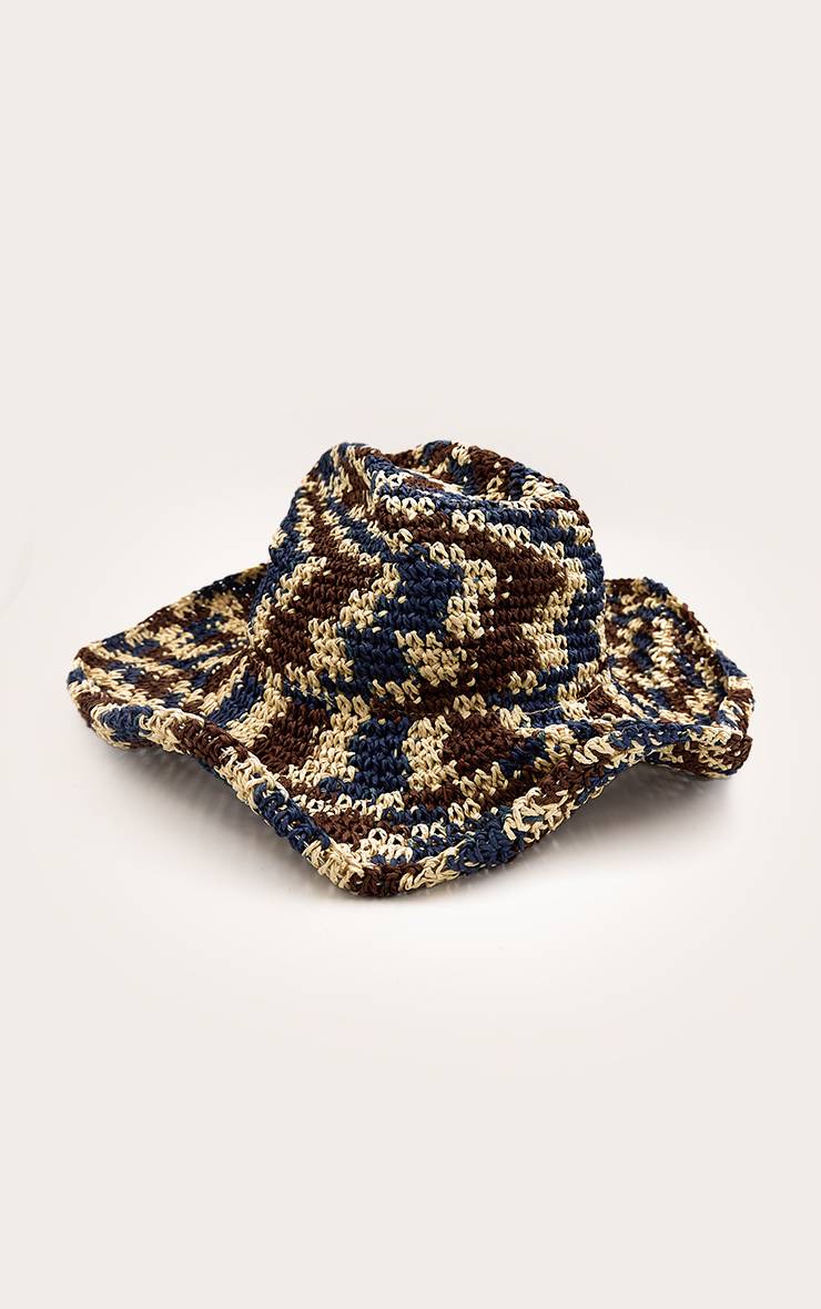Naturel Chapeau De Cowboy En Paille Multicolore