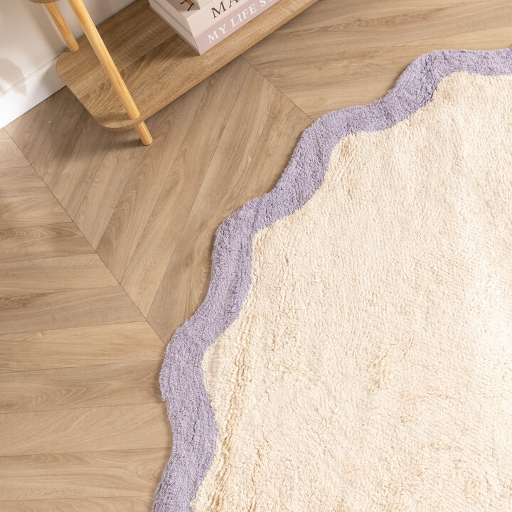 Rond Wasbaar vloerkleed - Hazy Lila/Creme