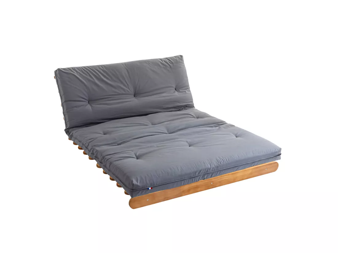 Matelas futon gris clair en coton 90x200