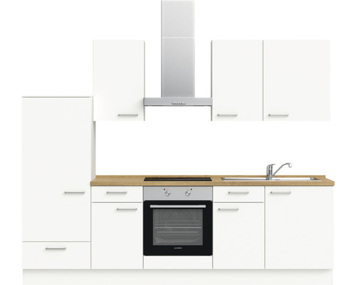 Nobilia Elements keukenblok met apparatuur Urban 270 cm alpinewit mat voorgemonteerde variant links 4004539052529