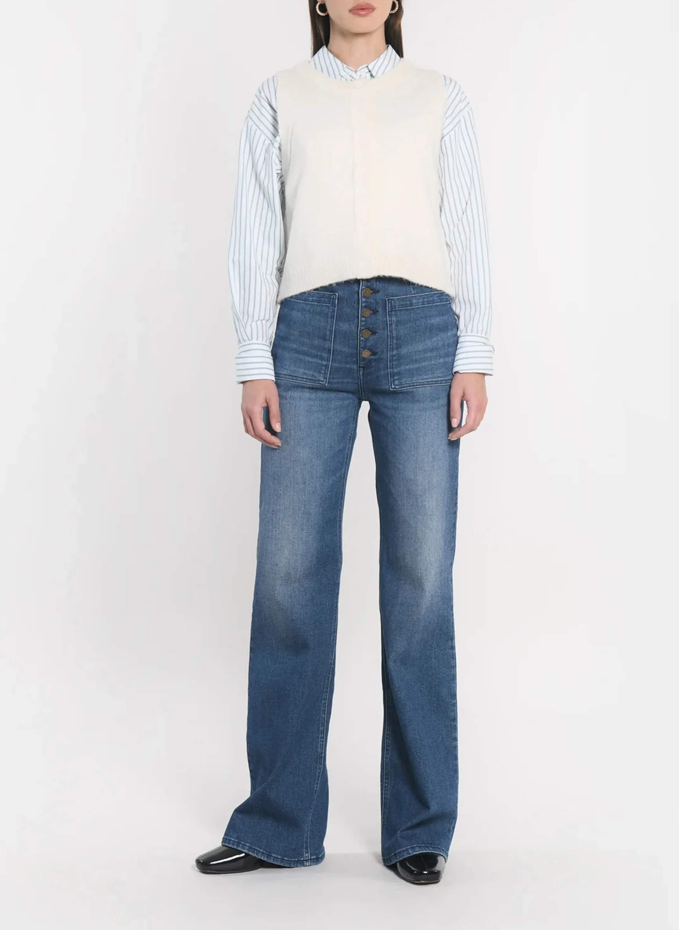 JOANA - Gilet sans manches boutonné | Blanc