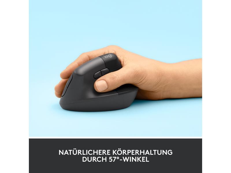 Logitech Ergonomische Maus Lift Graphite Komfortable ergonomische Maus mit vertikalem Design für kleine bis mittelgrosse Hände