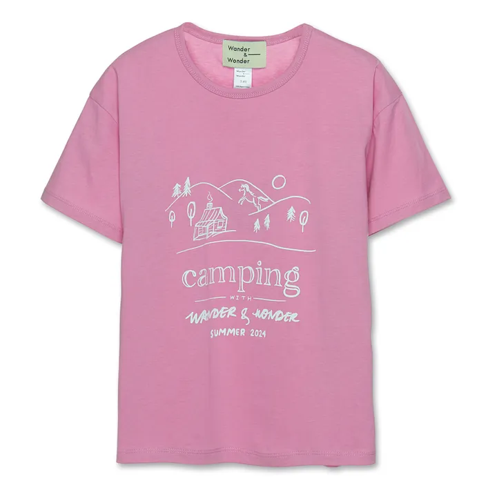 Wander & Wonder T-Shirt Camping Coton Bio | Rose fuschia
