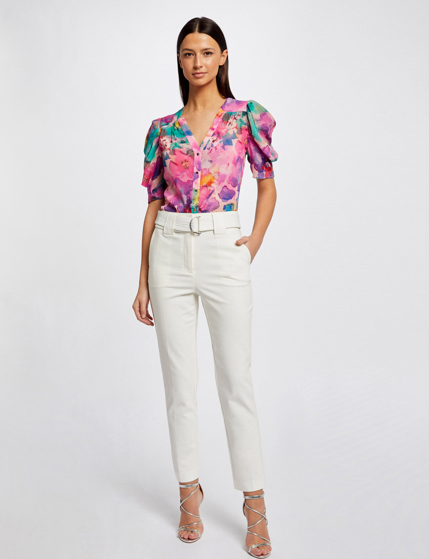 Chemise manches courtes imprimée multico femme - multico